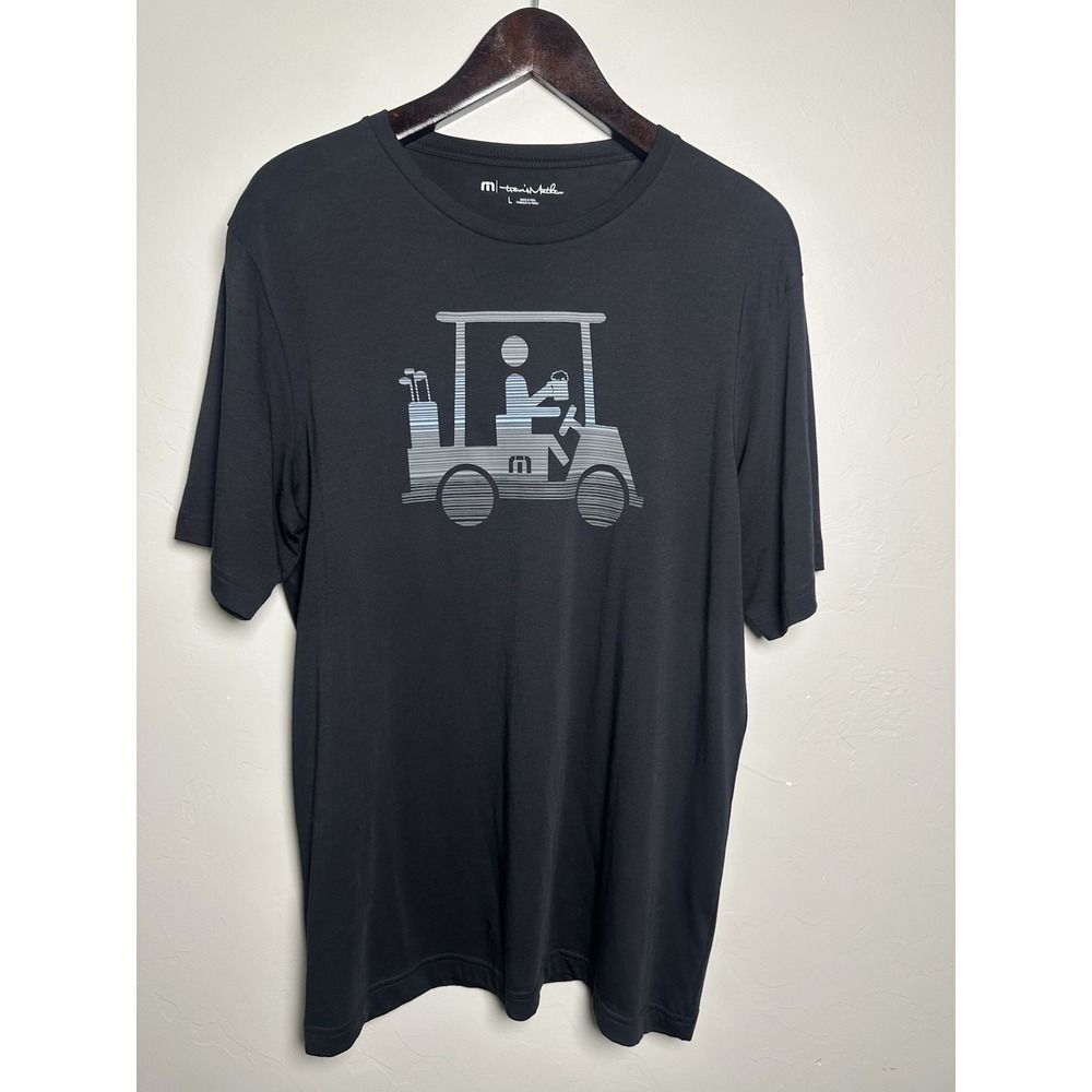 TravisMathew Race You Golf T-Shirt Mens L Black Pima Cotton Graphic Tee Peru